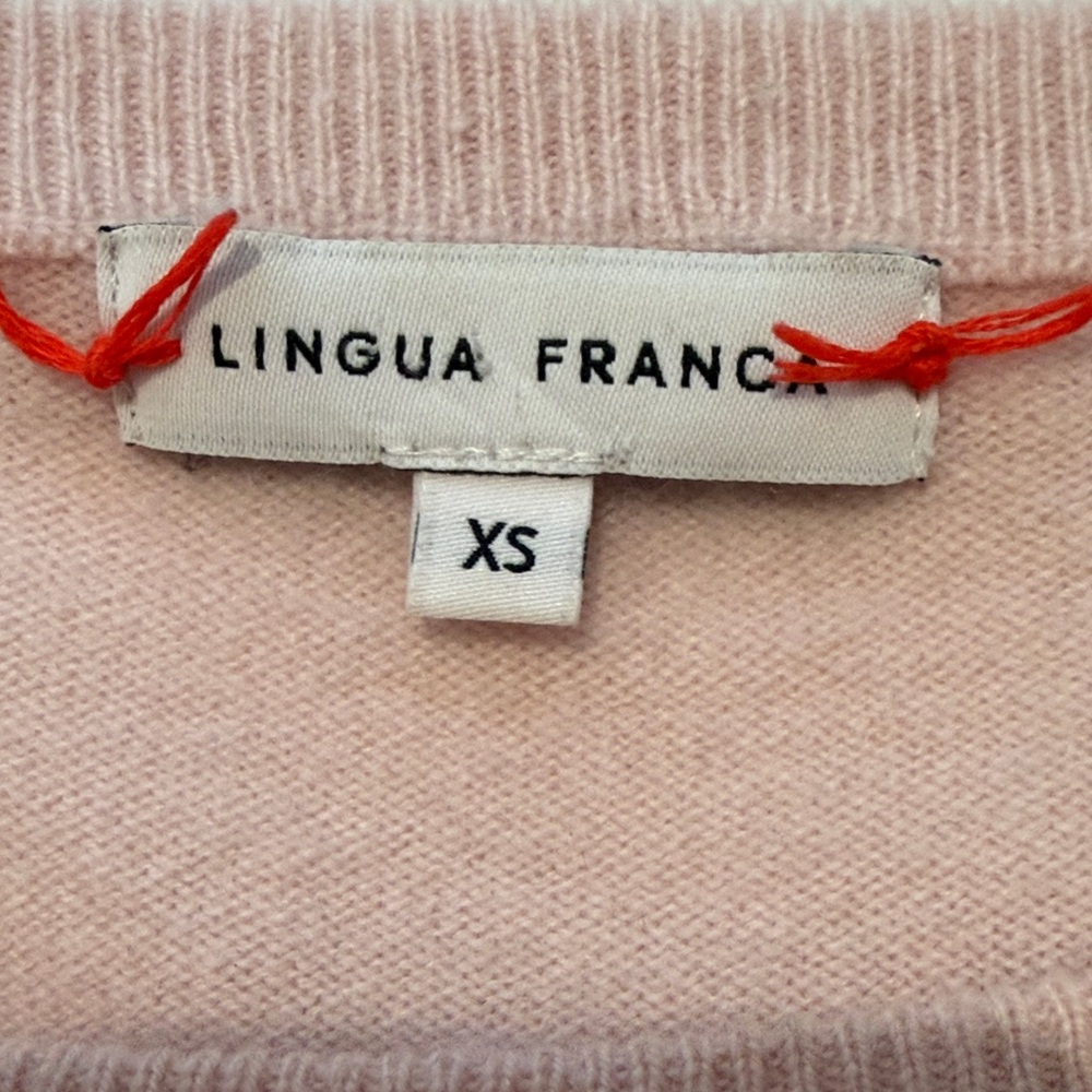 Lingua Franca California Dreamin' Pink Cashmere Crewneck Sweater XS - Picture 3 of 5